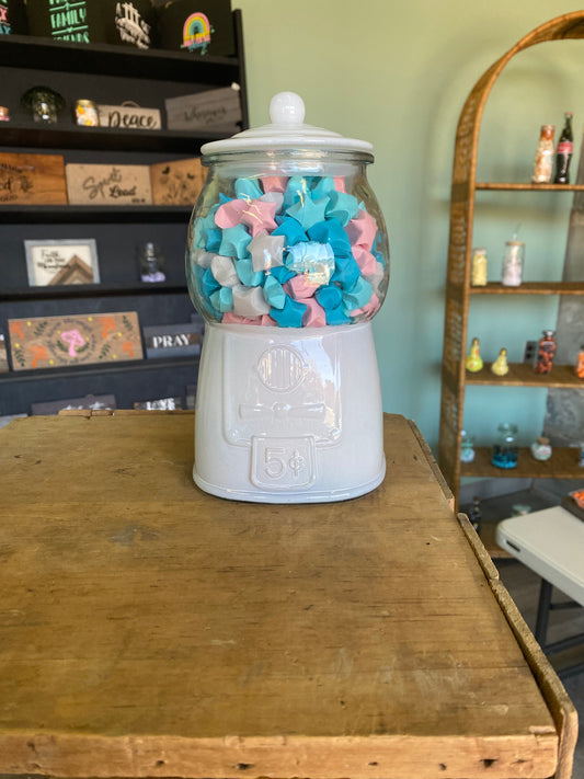Glass Gum Ball Machine filled with Origami Stars